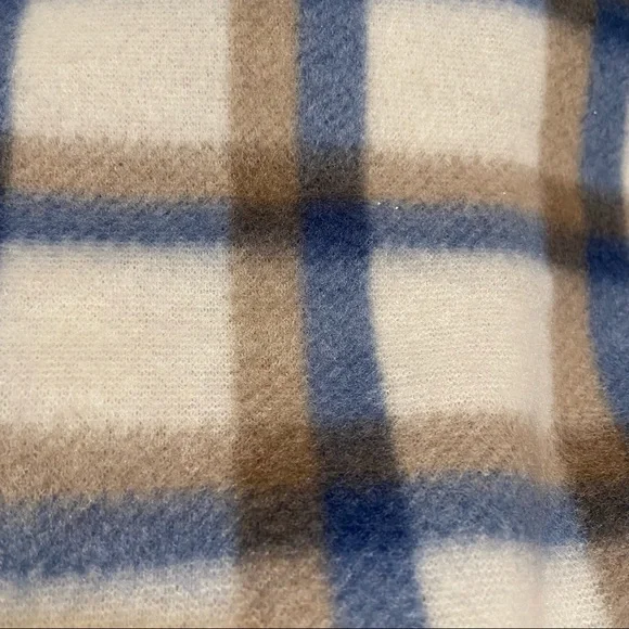 NWOT Soft Plaid Pet Blanket in Blue, Brown, and Ivory - Picture 3 of 5